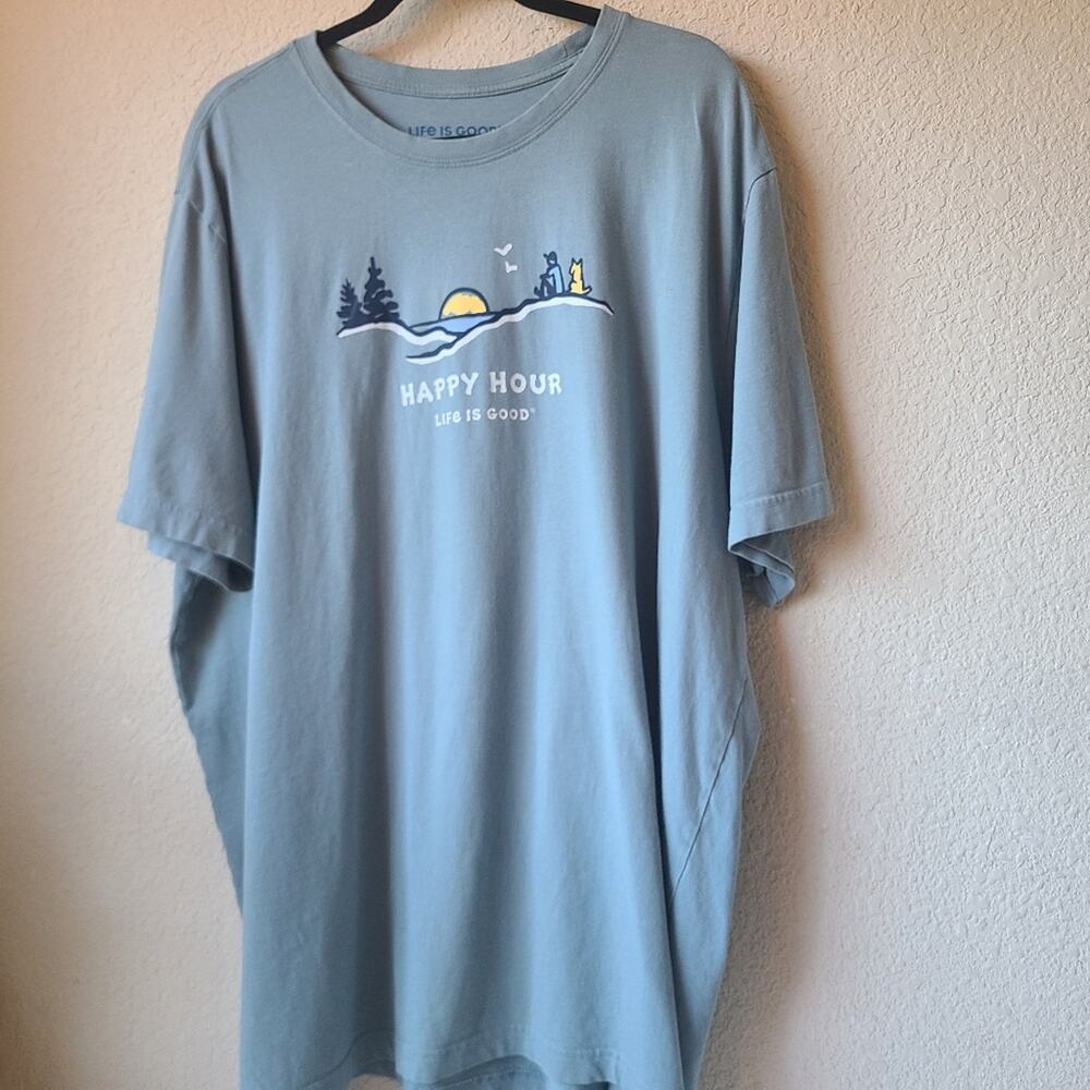 Life Is Good Teal Crewneck T-Shirt Men's Size 2XL